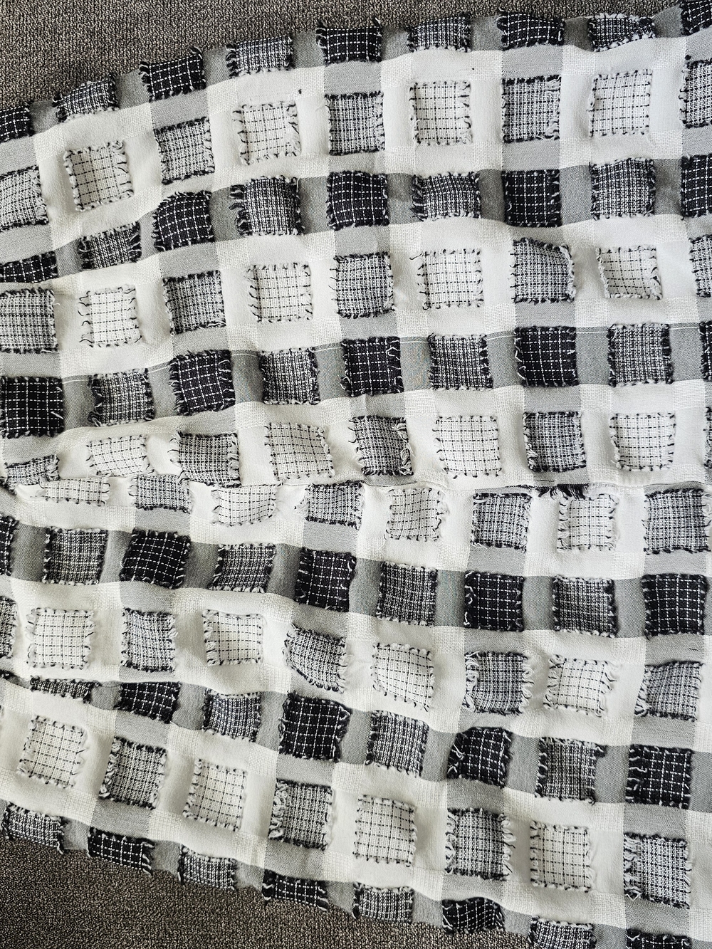 Black & White Grid Textured Mini Skirt